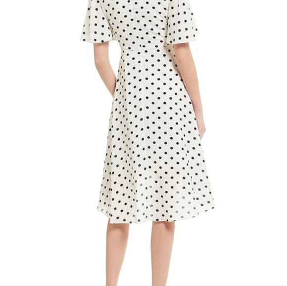 Eliza JPolka Dot Crew Neck Short Flutter Sleeve High-Low Dress Size 14 - Picture 2 of 7